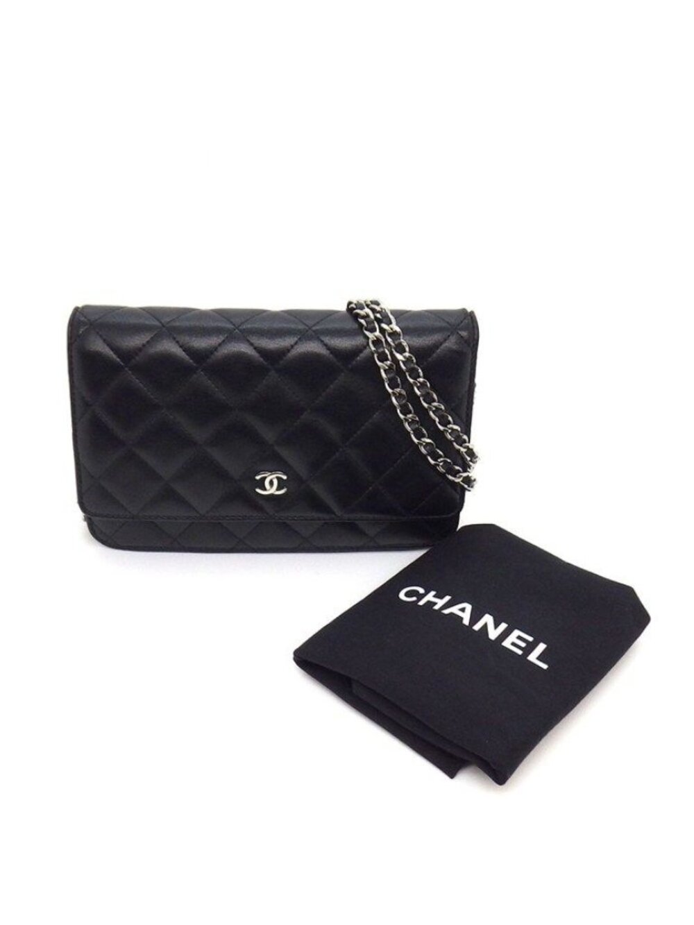 Chanel Shoulder Bag Quilted Classic Chain Wallet Black Bordeaux Lambskin - Picture 12 of 12